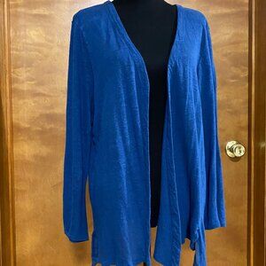J. Jill Love Linen Women's Open Front Cardigan Sweater XL Blue